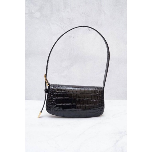 Balenciaga Ghost Sling Bag in Black Shiny Croco Embossed Calfskin