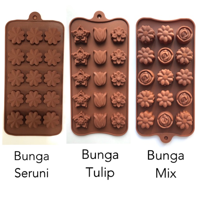 Cetakan Silikon Bunga/ Cetakan Coklat/ Cetakan Es/ Cetakan Pudding/ Cetakan Sabun / Silicone Mould