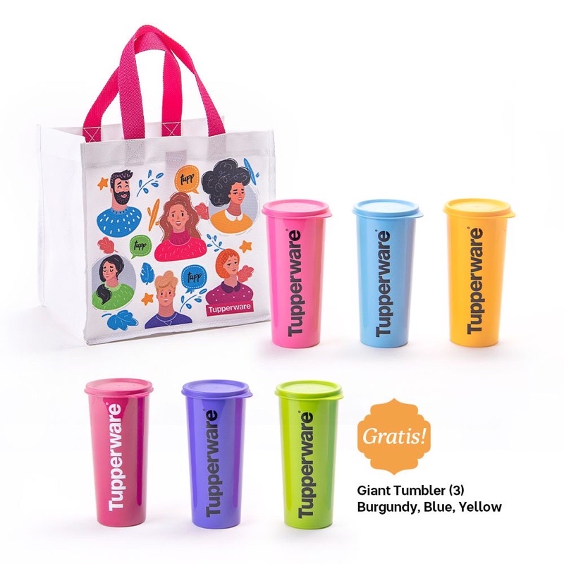 Tupperware six pack with bag Giant tumbler 6pcs