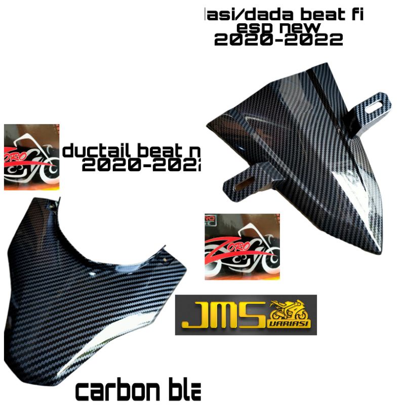 cover tutup carbon tameng dasi plat nomor plus ducktail lampu belakang set beat esp fi new beat deluxe beat street new tahun 2020-2022 zoro