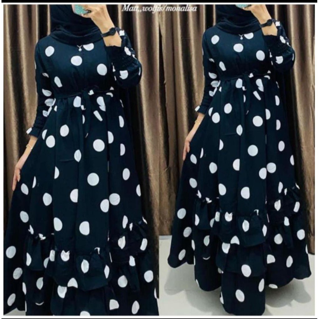 LANGSUNG KIRIM Big Size XXXL - Gamis Mayung Polkadot / Gamis Kekinian Terlaris   / Gamis Mayung Polkadot Rempel