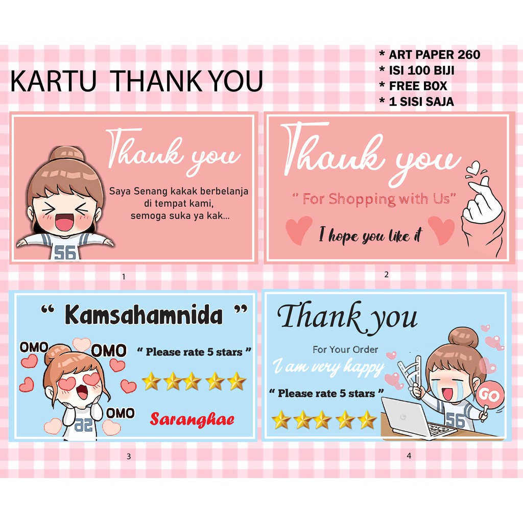 

THANK CARD 100 Bj ONLINE SHOP//HARGA PER 100 LEMBAR