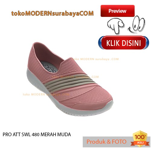 PRO ATT SWL 480 MERAH MUDA Sepatu Wanita Sepatu Slip On Karet