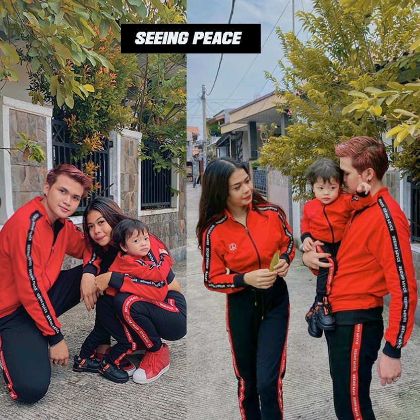 Geso x Seeing Peace - Jacket dan Celana Red Seeing Peace