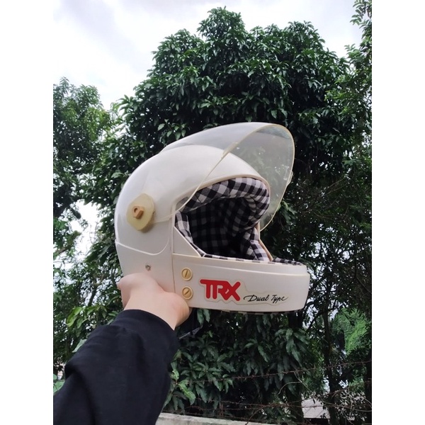Helm original trx jadul busa custom checkerboard