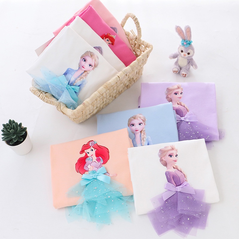 GADIS KEMEJA LENGAN PANJANG 3D KATUN ELSA FROZEN TOP KEMEJA PUTRI DISNEY BLUS ANAK PEREMPUAN T-SHIRT GADIS FASHION PAKAIAN