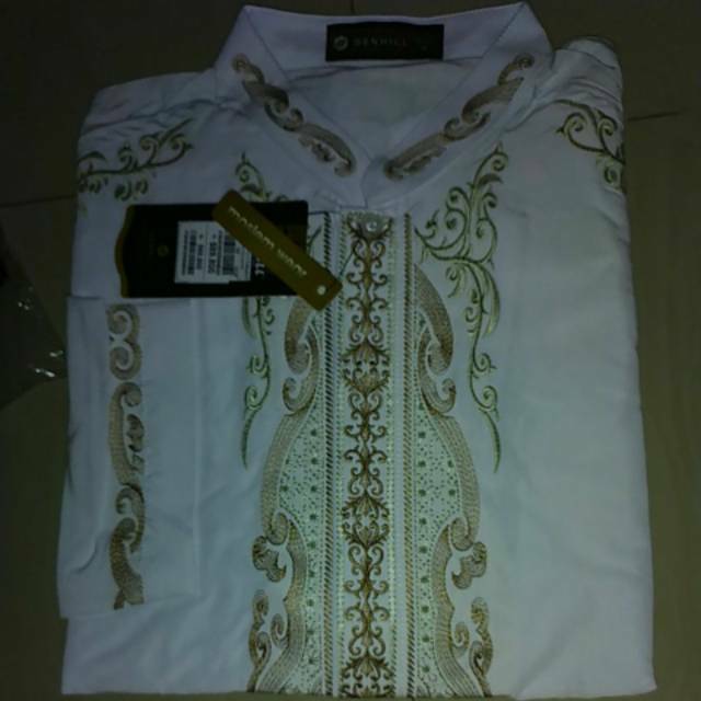 Benhill Koko Baju MUSLIM Pria Putih Full Bordir Lengan Benhill Koko Baju MUSLIM Pria Putih Full Bordir Lengan