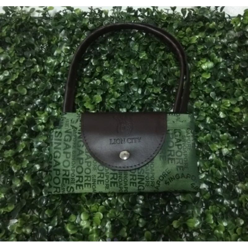 Tas Tote Bag Oleh Oleh Singapore Warna Hijau Tua