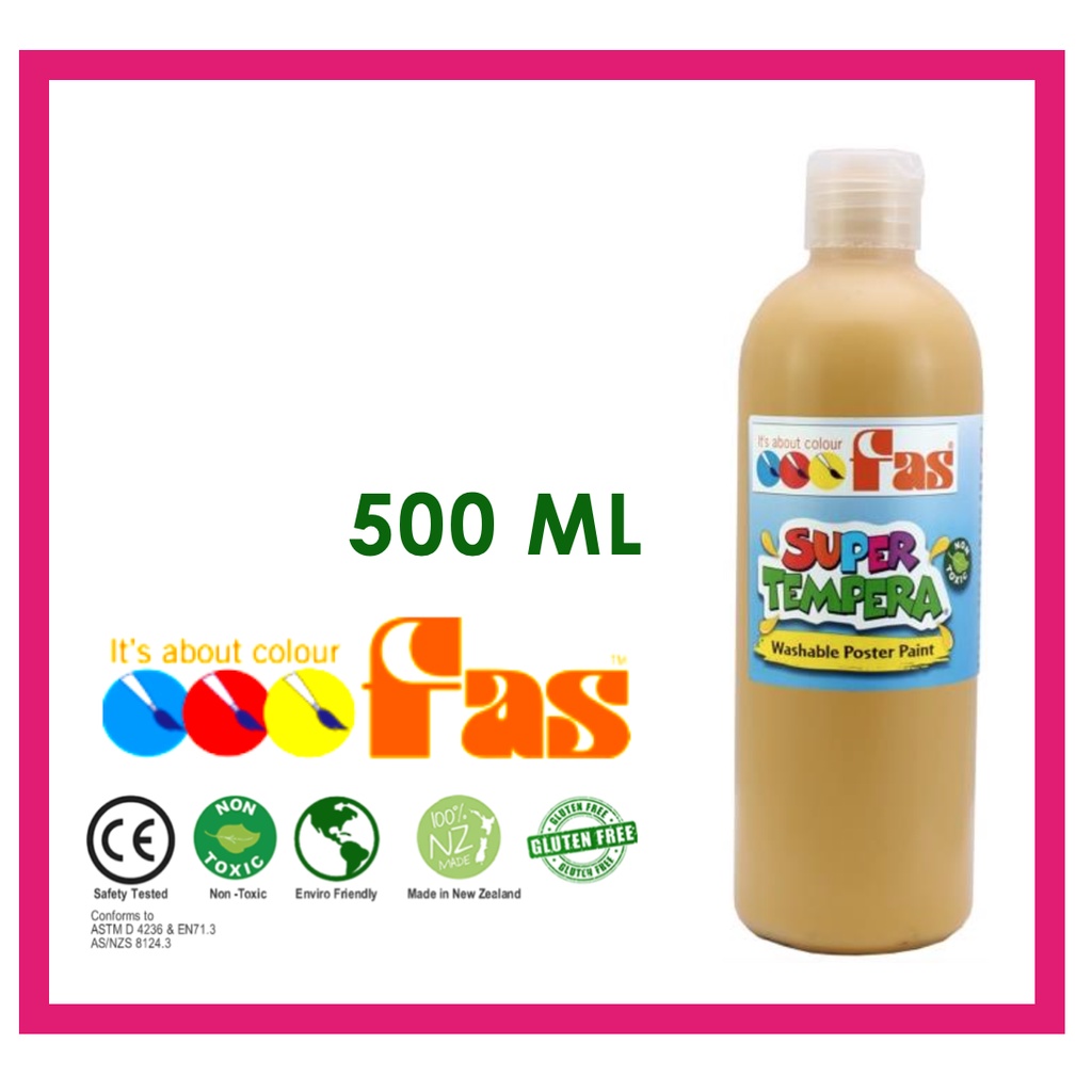 

FAS SUPER TEMPERA WASHABLE POSTER PAINT 500 ML COKLAT OKRE - OCHRE