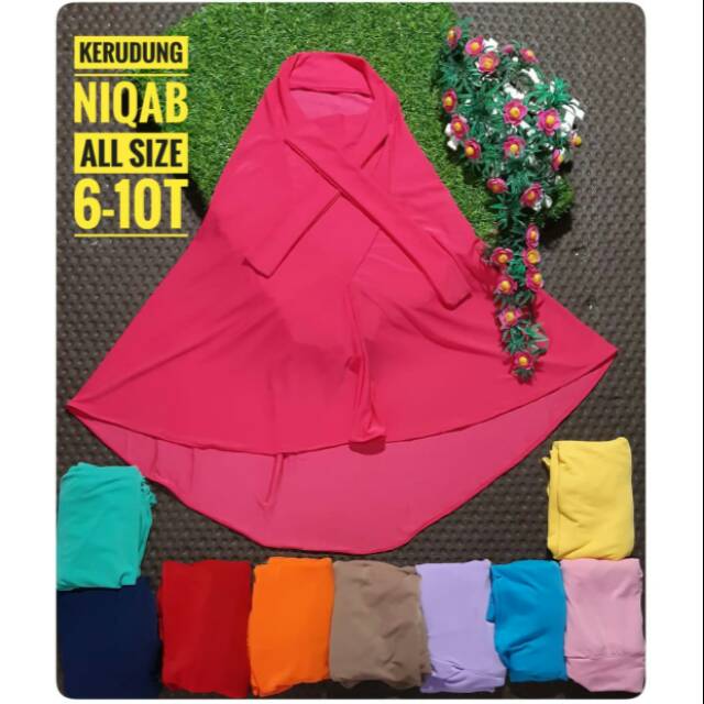 KERUDUNG NIQOB ANAK/HIJAB NIQOB ANAK SIZE 6-10THN
