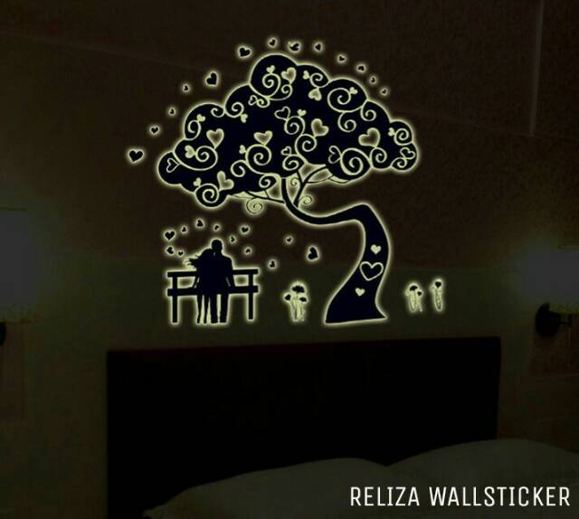 RELIZA Wall Sticker / Stiker Dinding 60X90 POHON GLOW IN THE DARK  LOVE TREE ABQ9610