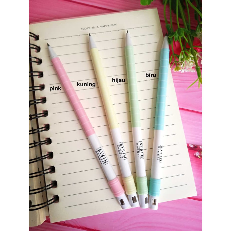 

Pensil Mekanik 2mm + Rautan Diujung Pensil - SISIN SWEET PASTEL