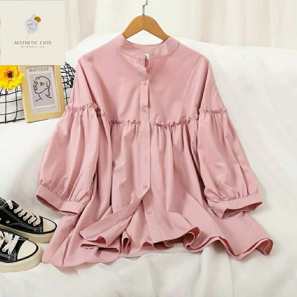 Weijia Fashion Baju Atasan Wanita Lengan Panjang Kekinian / Venna Blouse / Blus / Busana Santai