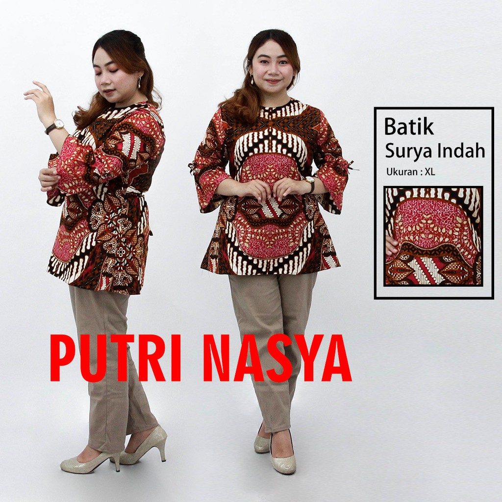 Blouse Jumbo Batik / Atasan Wanita Jumbo Batik SizeS-M-L-XL-XXL-3L-4L-5L Model Lengkap Seragam Batik