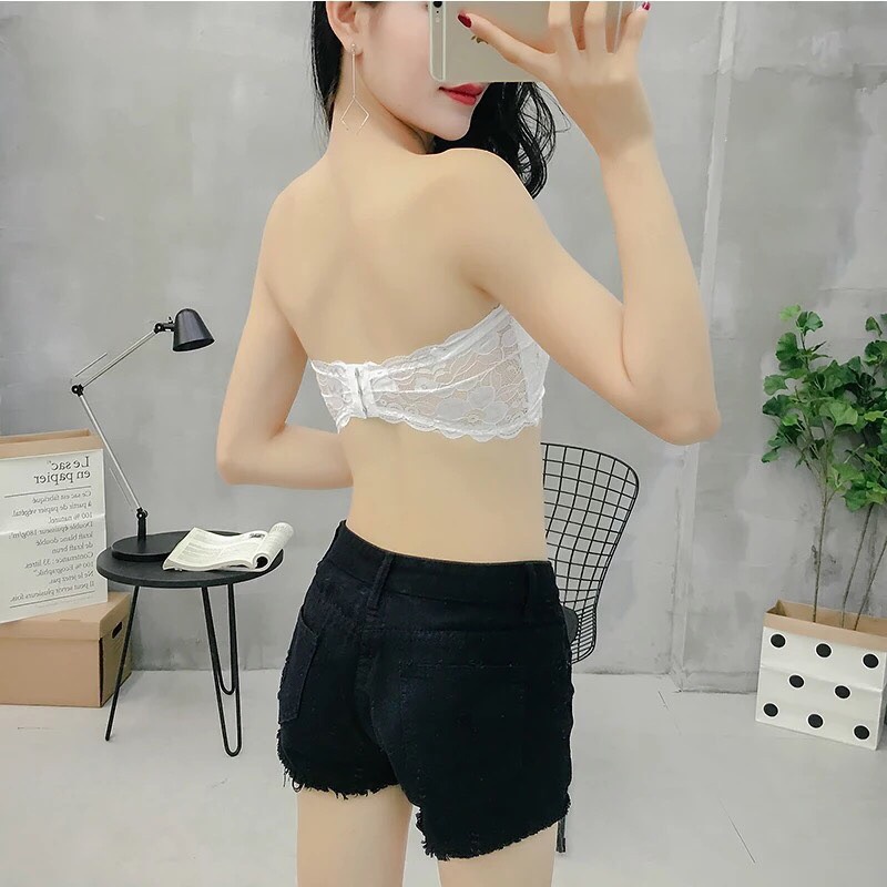 (GS) BRA KEMBEN BANDEAU CROP TOP SEXY TANPA TALI DENGAN BUSA BRA CROP TOP WANITA