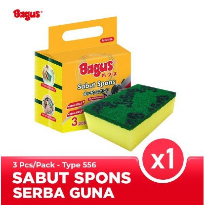 BAGUS Sabut Spons Serbaguna / Sponge cuci piring 556 isi 3pcs