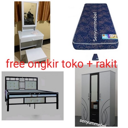 Paket set kamar tidur spring bed/meja rias/lemari lengkap