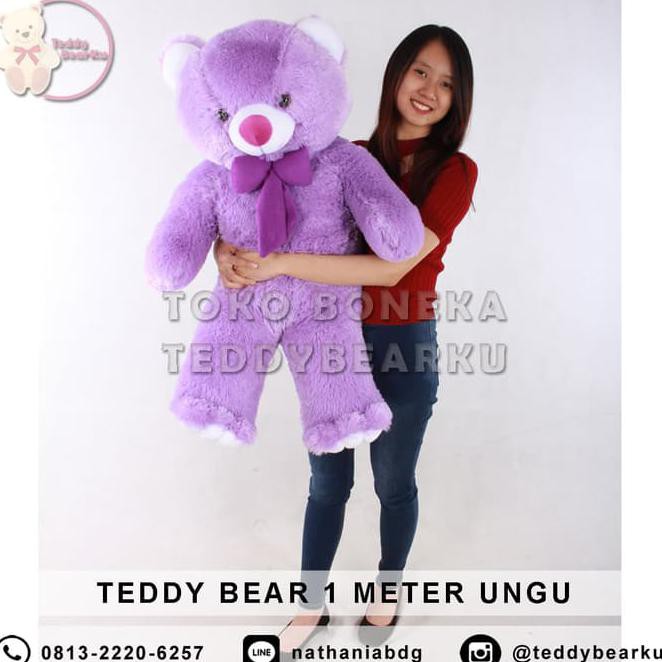 yz17 jual boneka teddy bear jumbo 1 meter warna ungu khas bandung gdyk