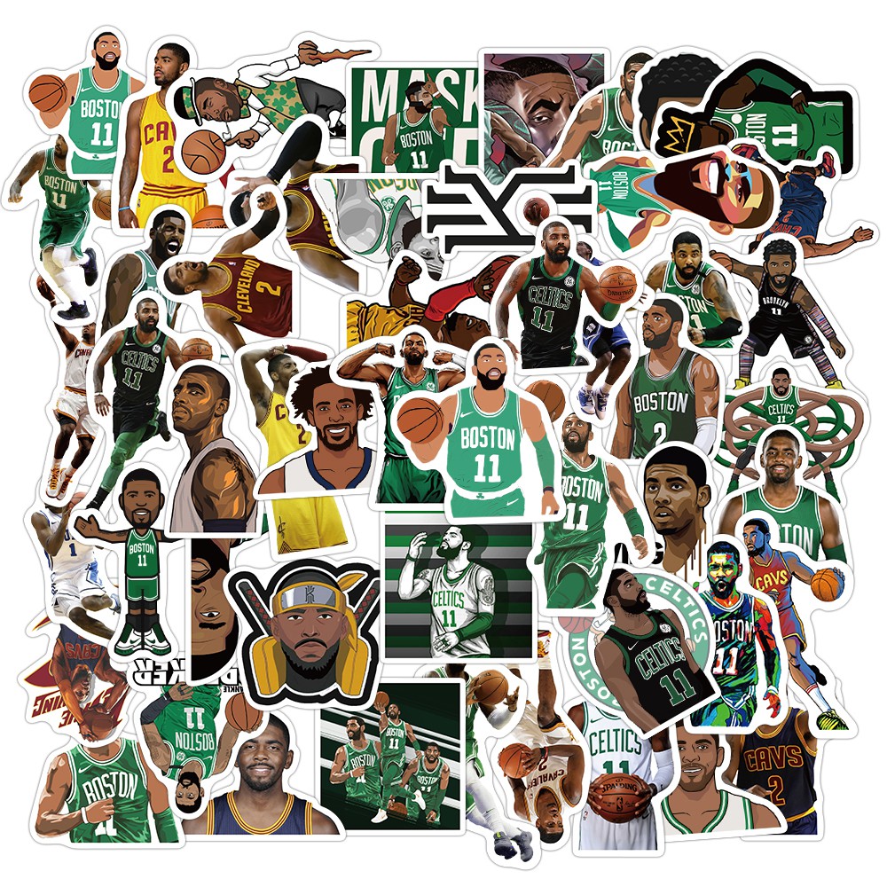 50pcs Stiker Graffiti Nba Star Kyrie Irving Bahan Pvc Anti Air Untuk Laptophelm