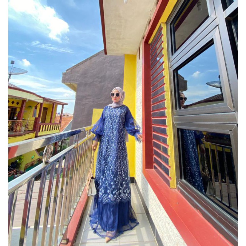 Gamis Brukat tile tutu kondangan lebaran