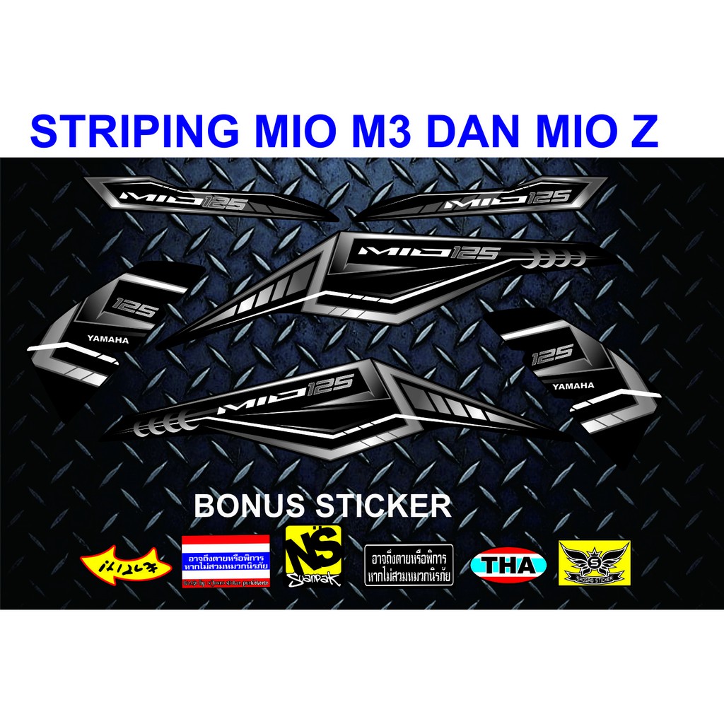 STIKER SIMPLE MOTIF DECAL STIKER STRIPING ALL MIO STRIPING MIO M3 MIO Z HITAM ABU DECAL STIKER