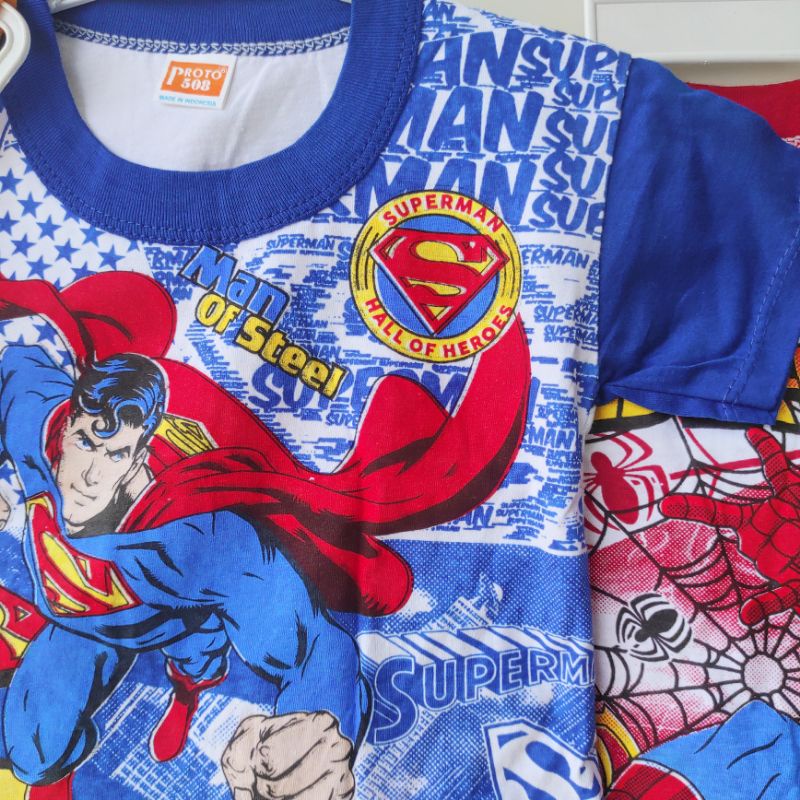 PROTO Setelan baju celana anak 1 2 tahun pooh superman spiderman