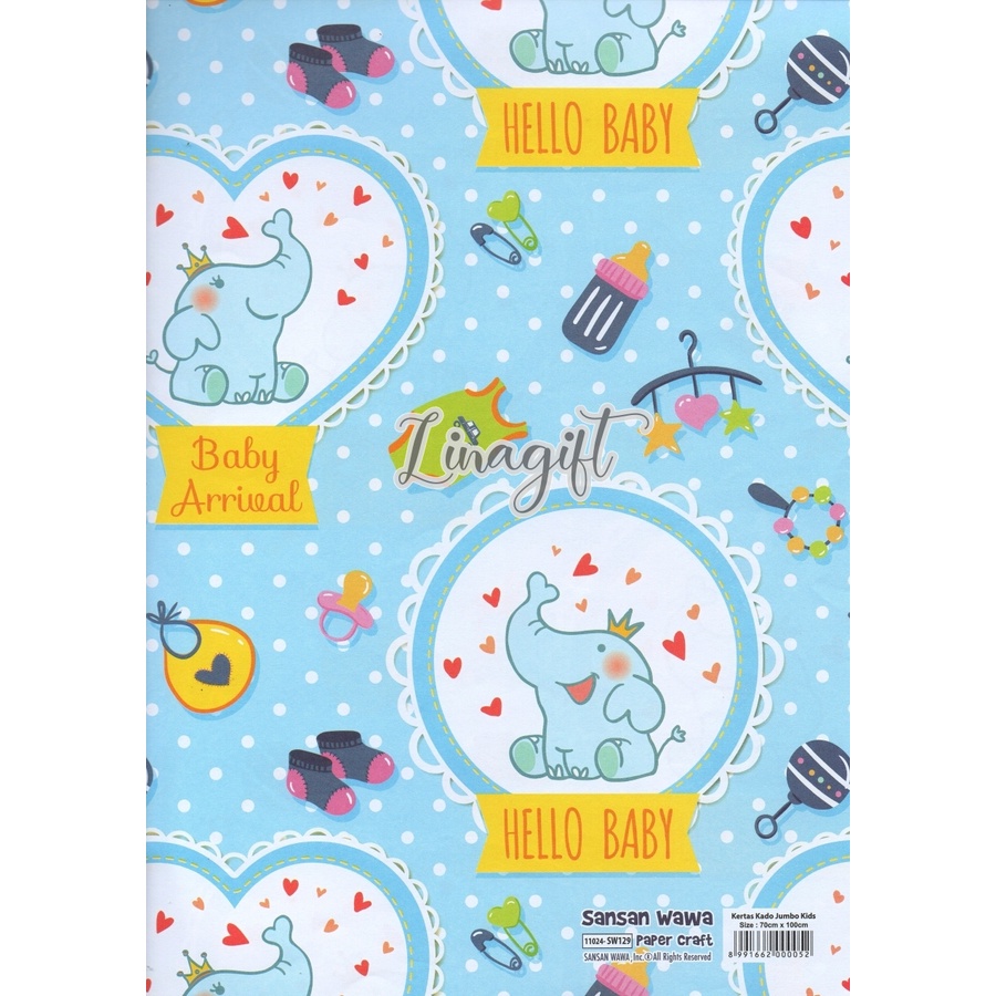 ( 5 Lembar ) JUMBO BABY - KERTAS KADO SANWA - GIFT WRAPPING PAPER SANSAN WAWA BABY BOY GIRL BAYI NEWBORN LAHIR BIRTHDAY