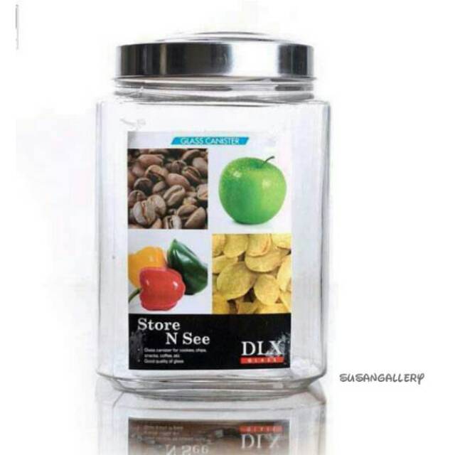 Glass Canister / Toples Besar DLX Cafe B Kotak 9 Liter