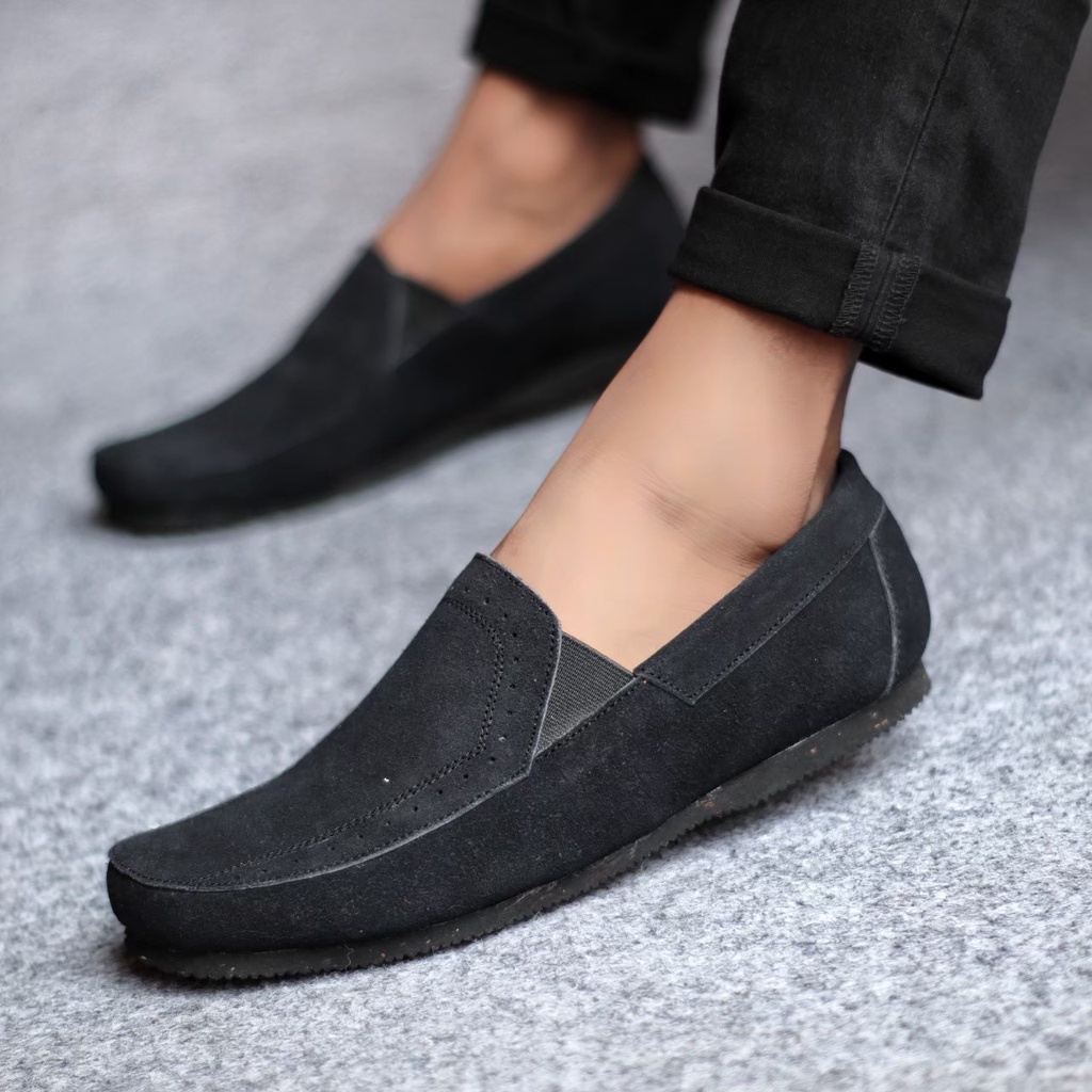 ENOZSTORE X MORLEN - SEPATU SLOP KULIT SUEDE PRIA KASUAL ORIGINAL HANDMADE KEREN TRENDY SLOP COWOK LAKI FORMAL JALAN SANTAI KEKINIAN ORI