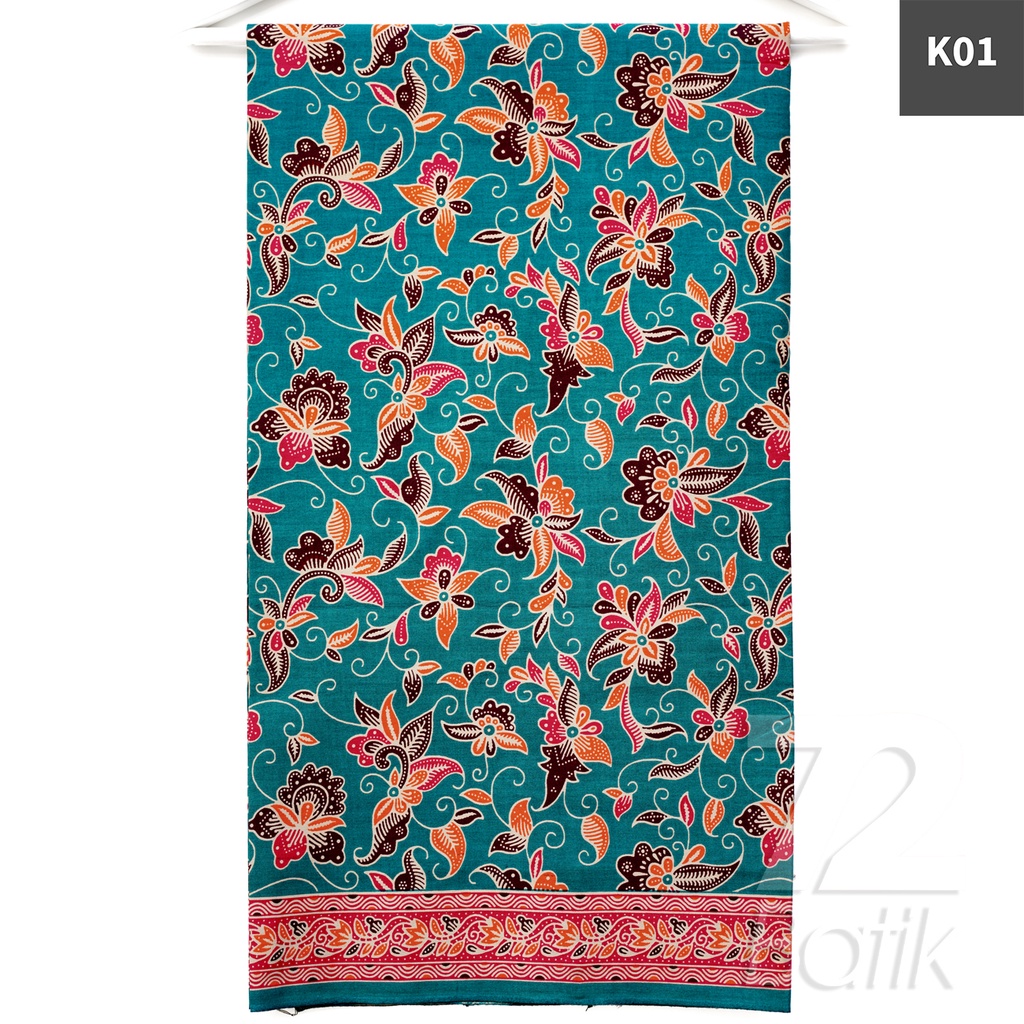 KAIN BATIK PREMIUM Bahan Katun Motif Kembang Warna Biru Oranye Orange Merah Hitam 728119 Cap 72 Jarik Jarit Samping Kebat Panjang Batik Katun Modern Premium Bahan Seragam Batik Pernikahan Kantor Keluarga Murah Kamen Jadi Batik Bali Lembaran