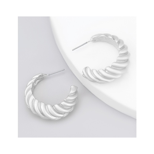 LRC Anting Tusuk Fashion Gold Color Threaded Semicircle Geometric Alloy