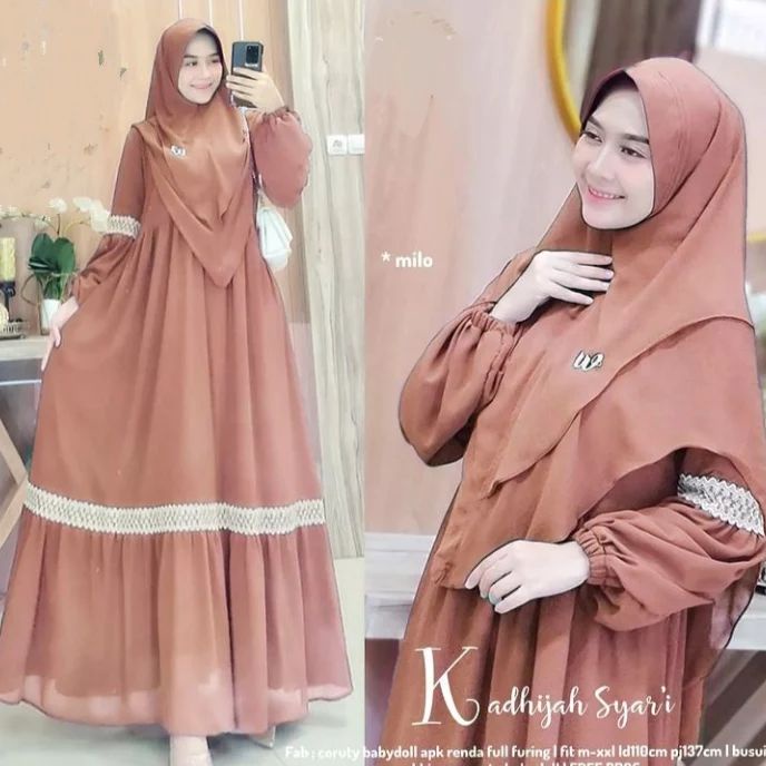 Al-Khadijah Syari Dress / Gamis Wanita Syari Simple Bahan Ceruty Terbaru