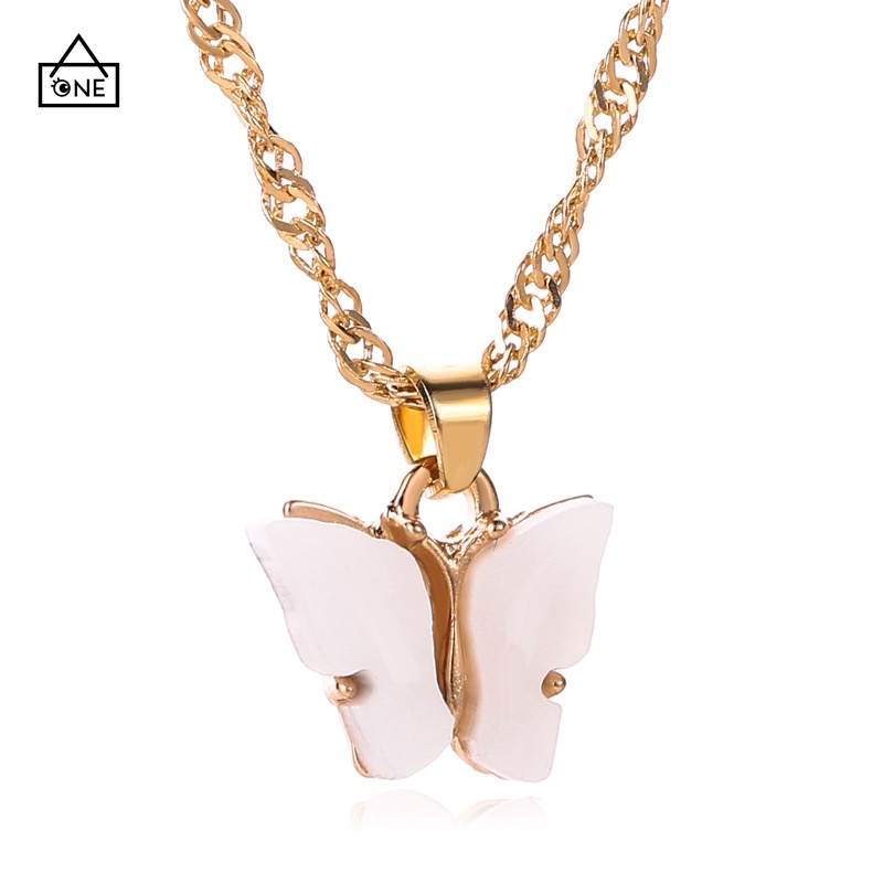 ✨COD✨Kalung Korea Rantai Wanita Liontin Kupu Biru Simple Necklace Klavikula A one