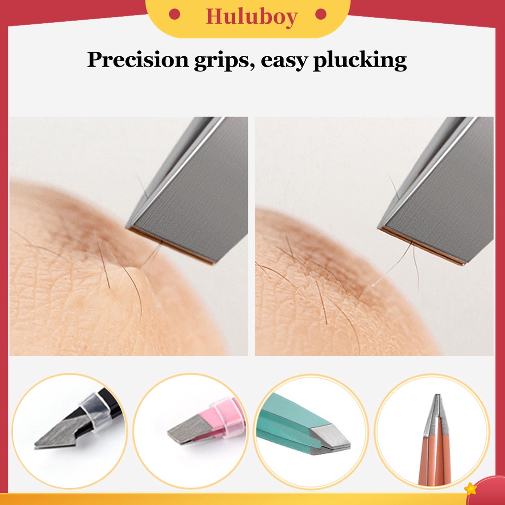 Huluboy Huluboy♡ 4pcs / Set Pinset Alis Bahan Stainless Steel Untuk Makeup Wanita