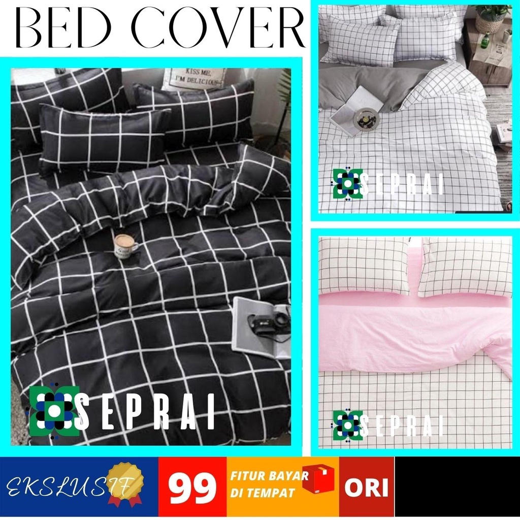 PILIHAN BEDCOVER BADCOVER SEPRAI ANTI GESER AESTHETIC AESTETIC KOREA POLOS KOTAK SET  Bedcover 200×2