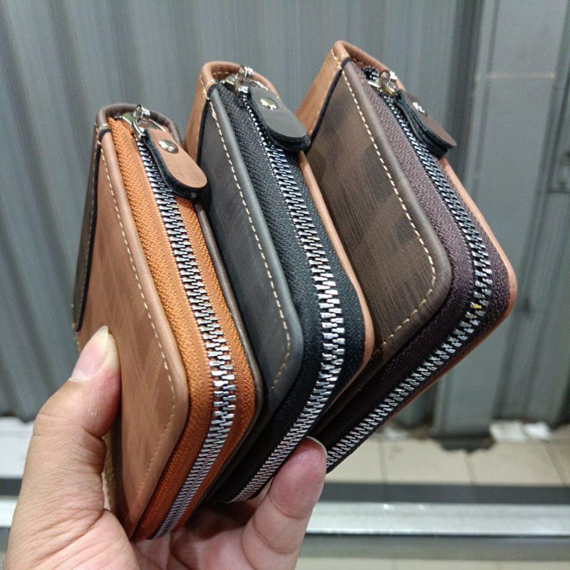 Dompet Kulit Resleting L-1050 Pria Wanita Hitam &amp; Coklat