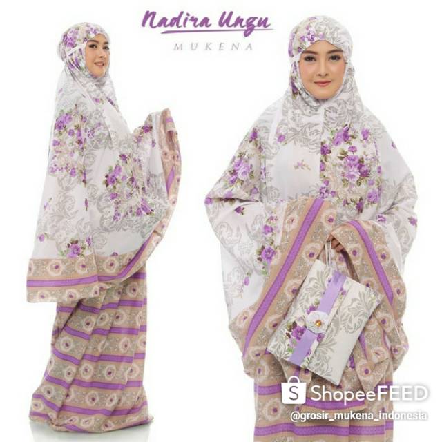 MUKENA BALI DEWASA NADIRA TAS PERTA UNGU