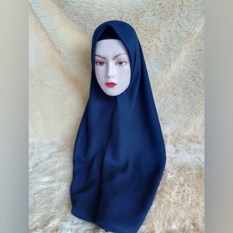 jilbab biru korpri termurah siffon double hiccon