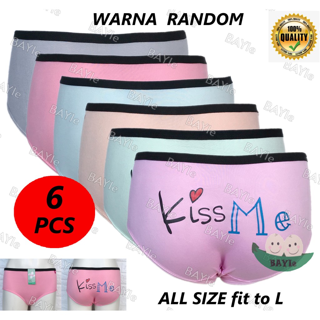 BAYIe - 6 PCS Celana Dalam/ CD Wanita Remaja WEN ROU KISS ME / CD Perempuan Multi Colour ALL SIZE FIT TO Size L