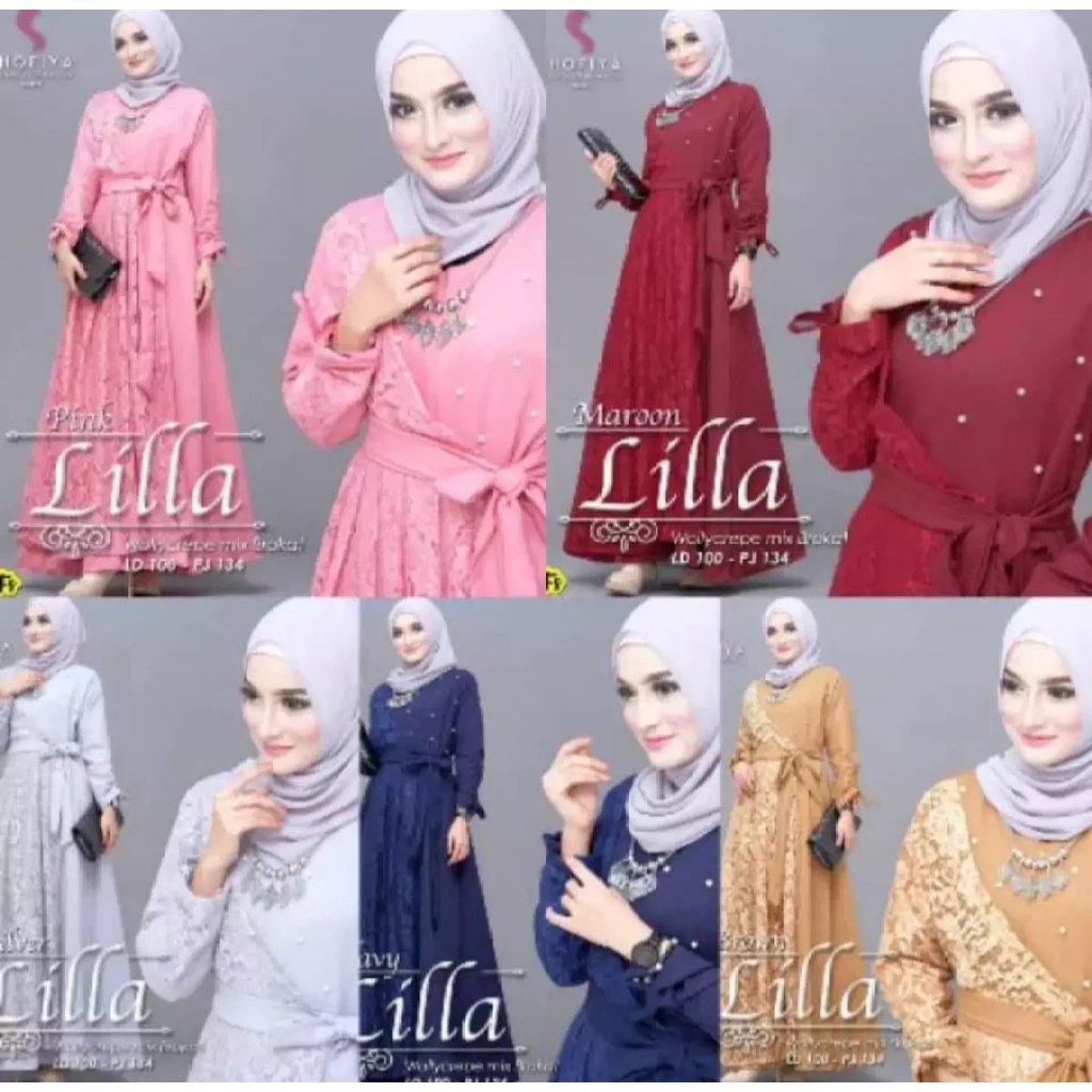 MRA-Gamis Brokat Tille Mutiara Dress Brokat Terbaru Gamis Brokat Lebaran Gamis Syar'i lilla