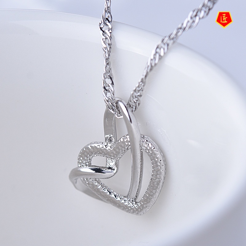 [Ready Stock]Doppel Herz Pendant Elegant Lady Heart-to-Heart Necklace