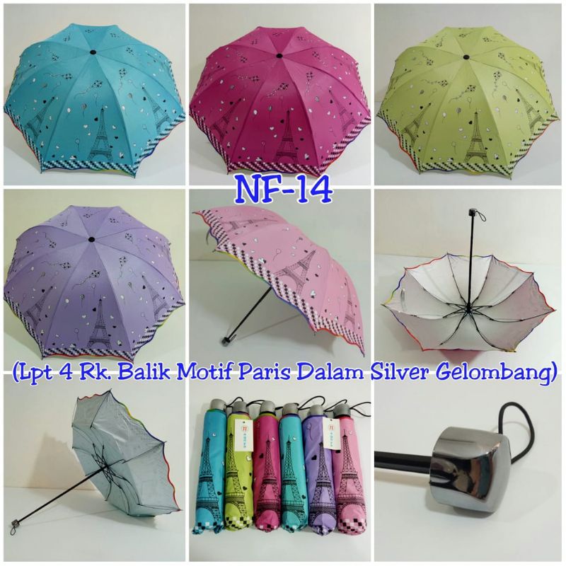 Payung Lipat Motif PARIS NF-14 Nagoya Lapis Silver Anti UV Kuat Kokoh