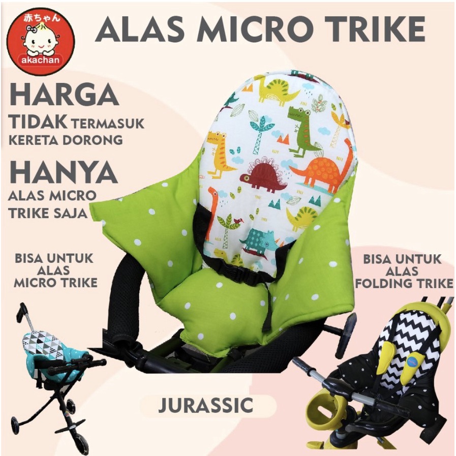 JURASSIC GREEN - TRIKE PAD Sandaran SEGITIGA alas stroller kereta dorong kecil stroler bayi akachan micro t3 spad