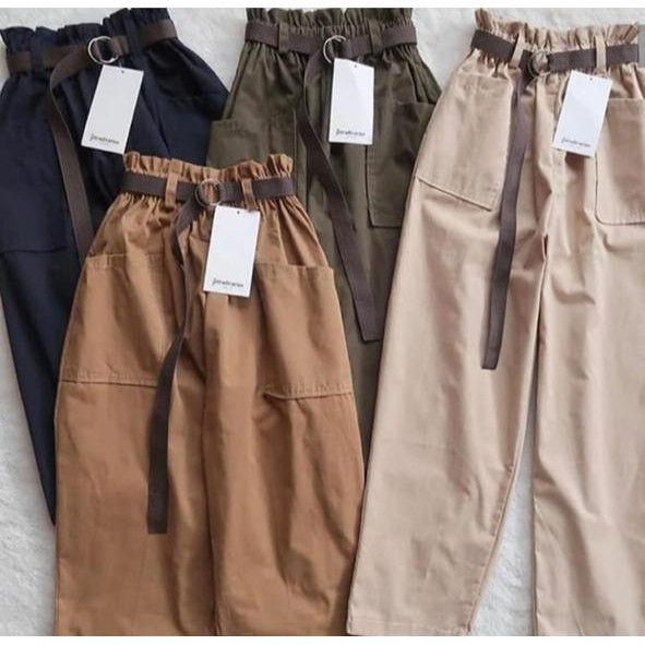 TUMBLER PANTS / Celana Baggy Pant Highwaist Saku Depan Potongan Longgang Outfit Remaja Kekinian