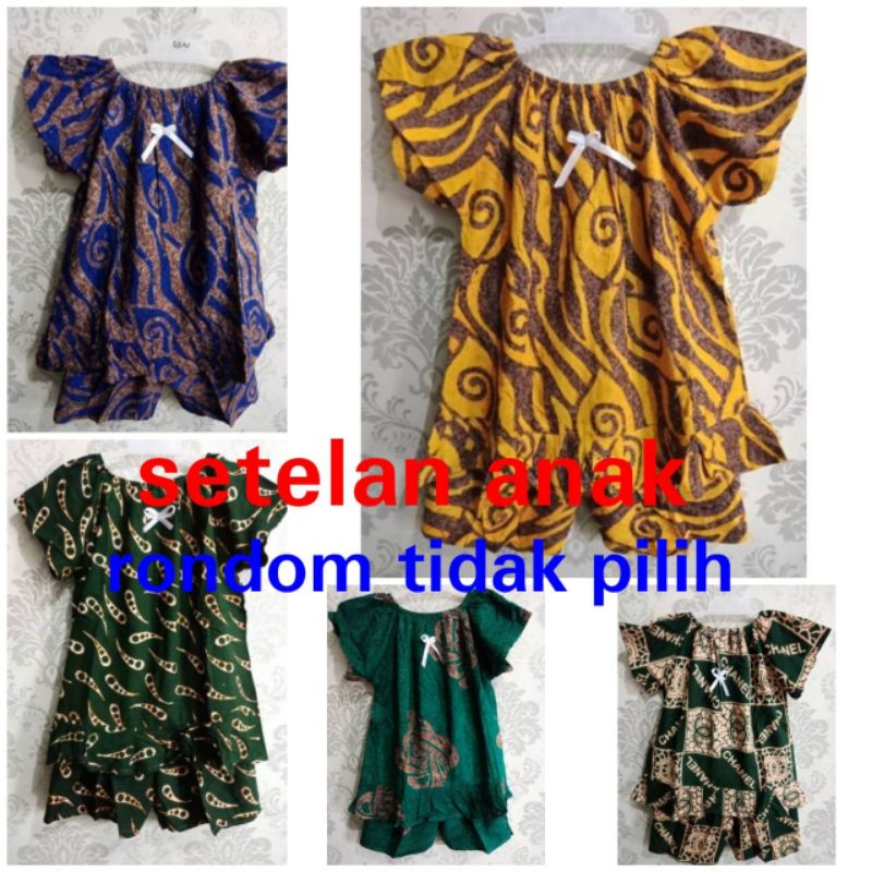 Setelan batik anak harian perca s m l