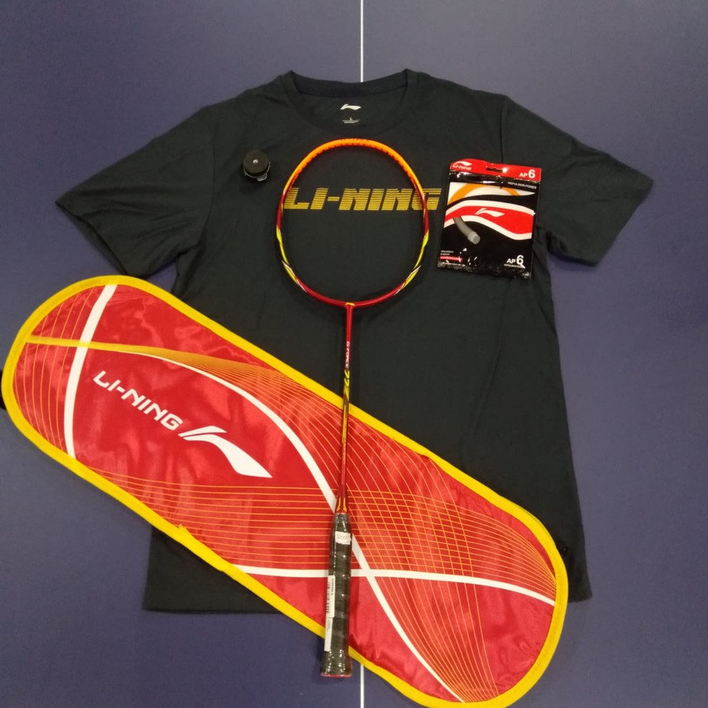 RAKET BADMINTON LI-NING G-FORCE 77+TS+GRIP+AP-6+1 BAG 096-4