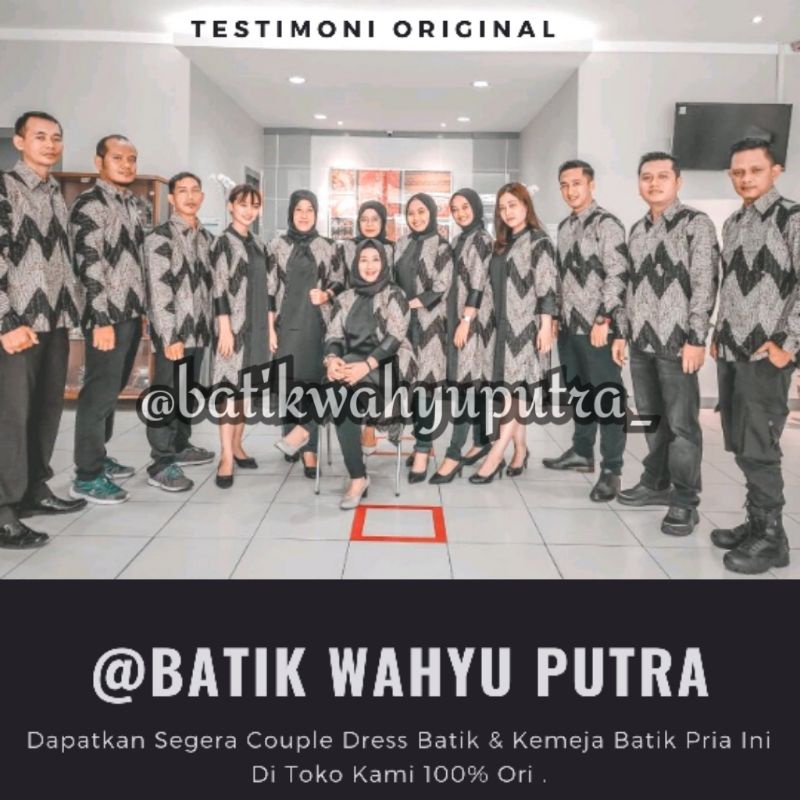 Dress Batik Couple Set Pakaian Couple Zigzag Karyaku Kemeja Batik Pria Premium High Quality Tunik Batik Couple-4