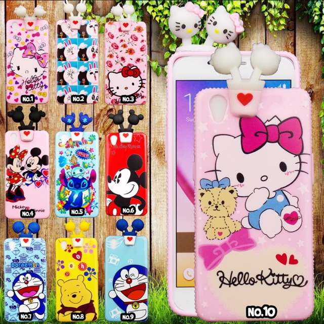 Softcase case boneka intip manjat OPPO A83 A71  double head hellokitty mickey doraemon stitch pooh