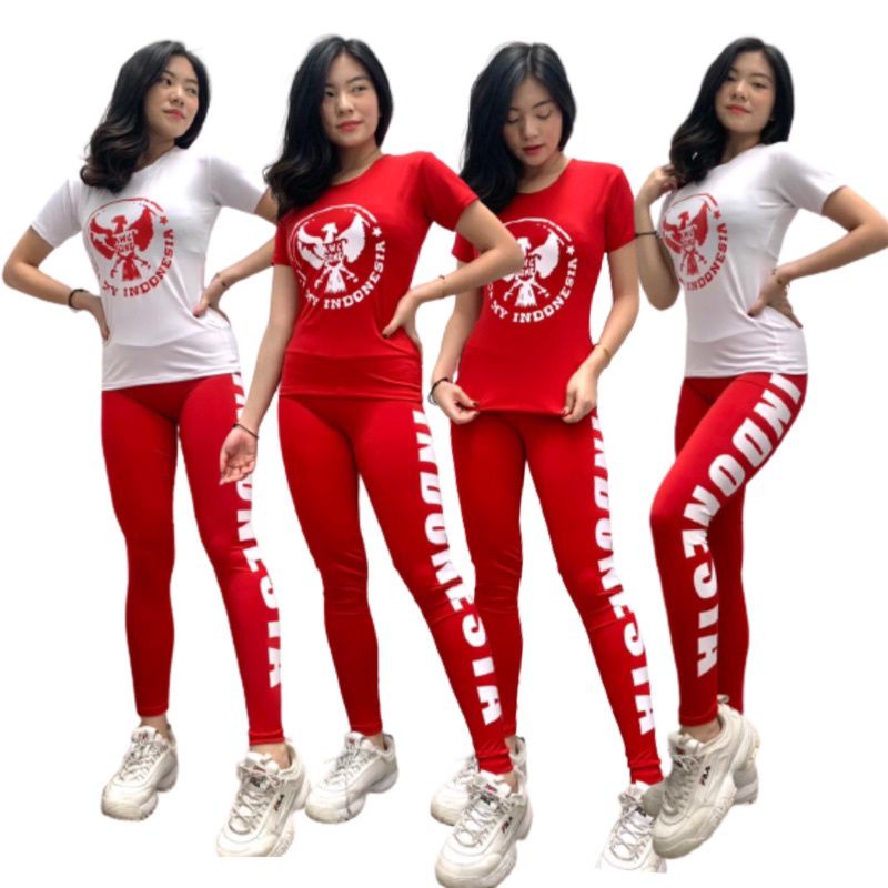 setelan merah putih KPRI indonesia setelan baju senam agustusan baju senam zumba fitness yoga aerobi