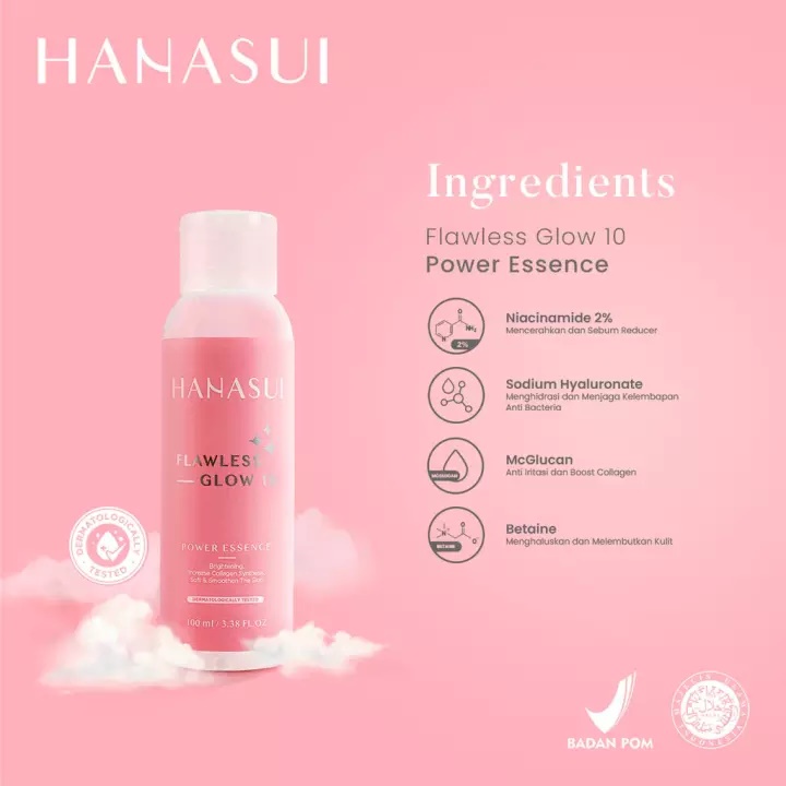 Paket Hanasui Flawless Glow 5pcs (Day+Night+Serum+Essence+Cleanser)